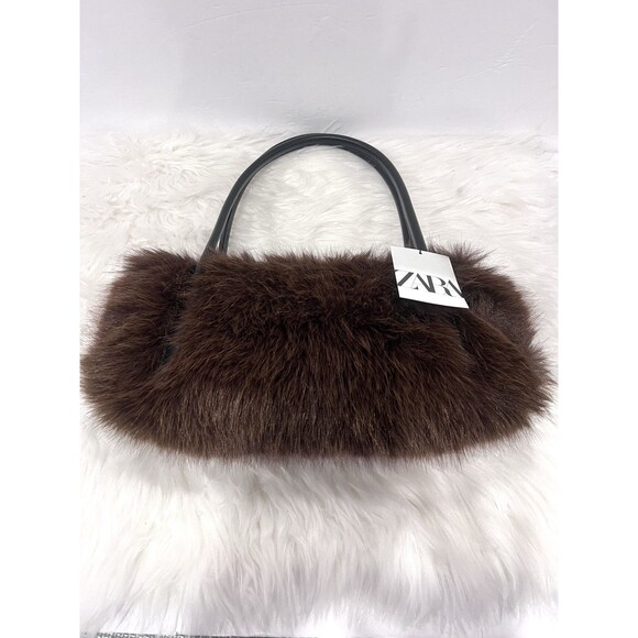 ZARA FAUX FUR SHOULDER BAG LIMITED EDITION WOMAN HANDBAG- BROWN 6233/510 - Picture 7 of 16